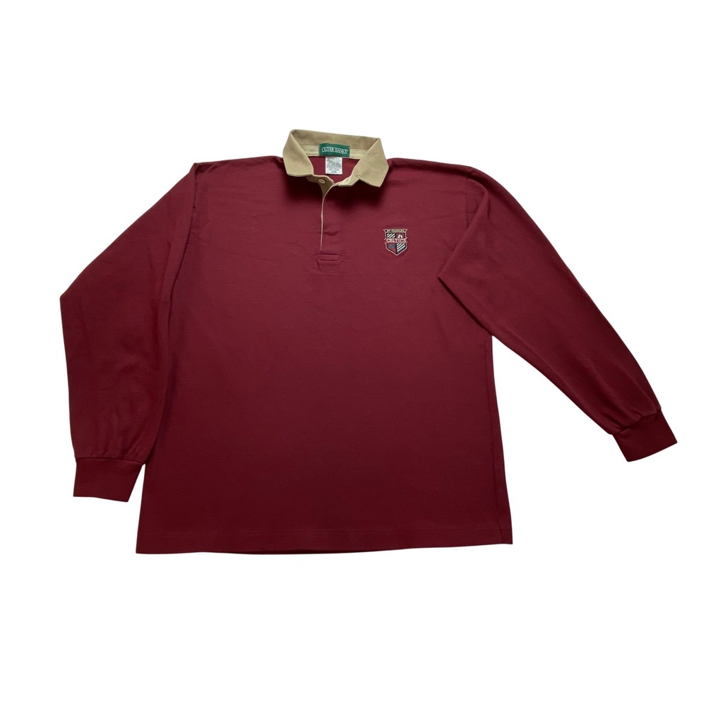 Outer Banks Mens Large Maroon Long Sleeve Rugby‎ Polo St Charles Celtics Cotton